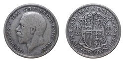 1930 George V Silver Half crown, obverse cut on King's neck otherwise GF scarce