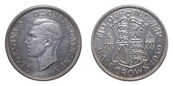 1939 George VI Silver Half crown, GVF Lustrous 29797