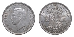 1940 George VI Silver Half crown, GVF lustrous