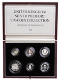UK, 1982-92 Royal Mint Silver Proof "Piedfort" Six-Coin Collection including the EU 1992 Fifty Pence Boxed FDC