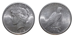 US, 1925 'Peace' Silver Dollar, aEF