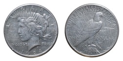 US, 1924 'Peace' Silver Dollar, GF