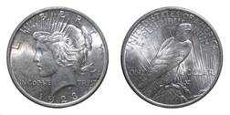 US, 1923 'Peace' Silver Dollar, aUNC
