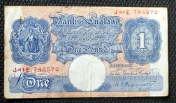 Bank of England One Pound £1 Chief Cashier K O Peppiatt Banknote, 1940-48 VF