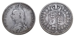Victoria 1889 Silver Half Crown, GF 21573