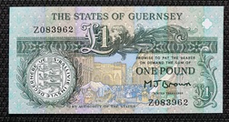 Guernsey (One Pound) ND (1990-91-). Replacement note, [Prifix Z083962] Crisp Uncirculated