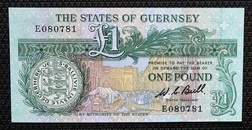 Guernsey (One Pound) ND (1980-89). Sig: W.C. Bull [Prifix E080781] Crisp Uncirculated