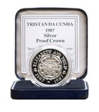 Tristan Da Cunha, 1987 Silver Proof 50p Crown 'Elizabeth II Ruby Wedding' FDC.