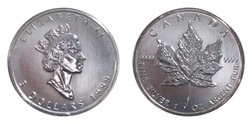 Canada, 1999 Five Dollars, 1oz 0.999 Silver Maple Leaf, aUNC in Capsule