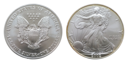 US, 2002 Dollar 1 ounce 0.999 silver Eagle, UNC