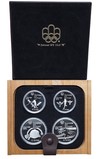 Canada, 1975 (4) coin Set 1976 Olympic Games, Silver Proof Set, Cased with Certificate: K090517, FDC