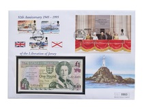 Jersey, 1995 £1 Banknote, Commemorating The "50th Anniversary of The Liberation of Jersey" 1st Day Cover No: 0993