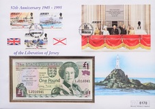 Jersey, 1995 £1 Banknote, Commemorating The "50th Anniversary of The Liberation of Jersey" 1st Day Cover No: 0170