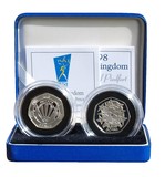 UK, 1998 Fifty Pence,  'Piedfort' Silver Proof Two-Coin Set, Boxed with Certificates FDC