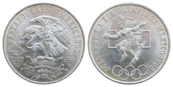 Mexico, 1968 Silver 25 Pesos, Summer Olympics - Mexico City, aUNC