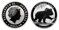 Australia, 2016 Dollar 'Koala 1oz 0.999. Fine Silver, UNC Encapsulated