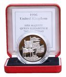 1996 Five Pounds, "Queen Elizabeth II. 70th Birthday" Silver Proof FDC