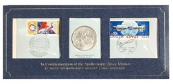 1975 Apollo-Soyuz Space Mission, Silver Proof Medal, Issued by John Pinches, FDC