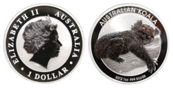 Australia, 2012 Dollar 'Koala 1oz 0.999. Fine Silver, UNC Encapsulated