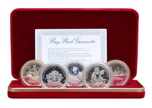 Isle of Man, 1979 One Crown (5 Coins) Silver Proof Collection FDC.