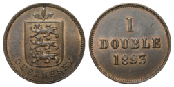 Guernsey, 1893 One Double, aEF Lustre