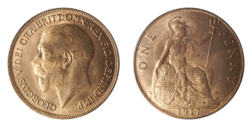 1917 Penny, UNC Good Lustre